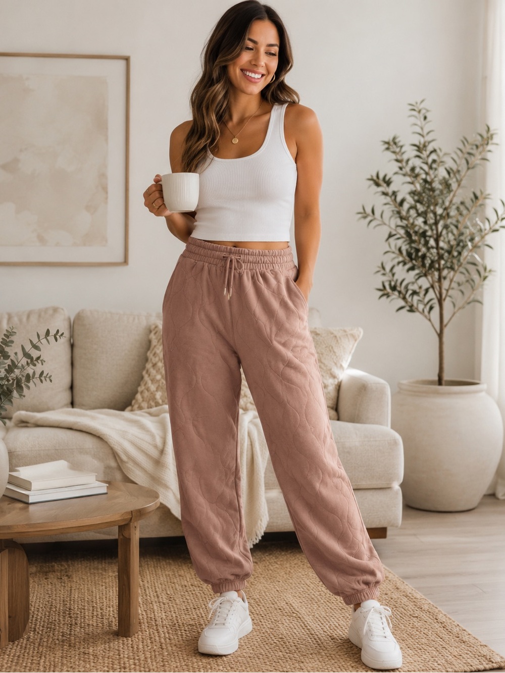 Abercrombie & Fitch Women's Mauve Quilted Jogger Pants. Size Small